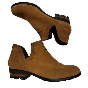 Sorel Womens Ankle Booties Size 8.5 US / 39.5 EU Brown Suede Slip-On Stacked Hee